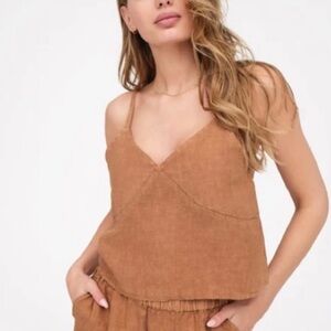 NWT MATE The Label 100% Linen Camisole Tank Top in Sedona Size Large